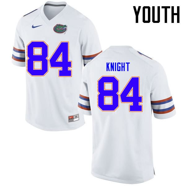 Youth NCAA Florida Gators Camrin Knight #84 Stitched Authentic Nike White College Football Jersey HWK8065VS